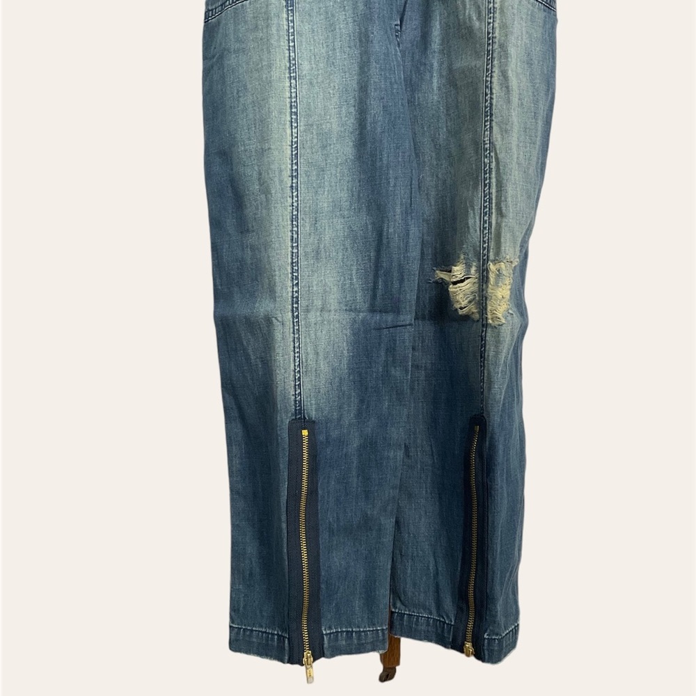 Sandrine Rose FREE PEOPLE Deep Zip Denim Jumpsuit Slouchy Small Utility Style - Picture 10 of 11